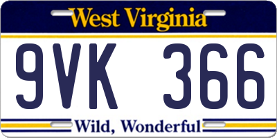 WV license plate 9VK366