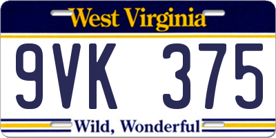 WV license plate 9VK375
