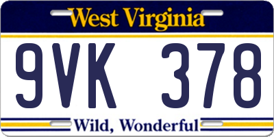 WV license plate 9VK378