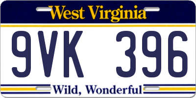 WV license plate 9VK396