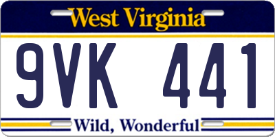 WV license plate 9VK441