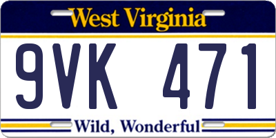 WV license plate 9VK471