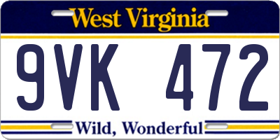 WV license plate 9VK472