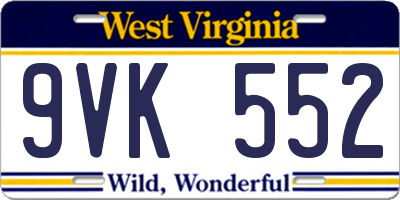 WV license plate 9VK552