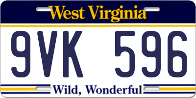 WV license plate 9VK596