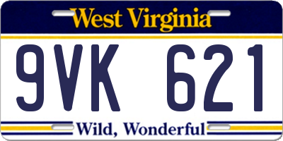 WV license plate 9VK621