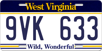 WV license plate 9VK633