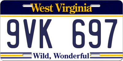 WV license plate 9VK697