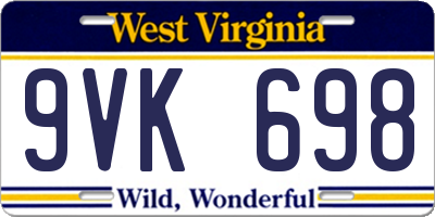 WV license plate 9VK698