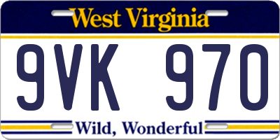 WV license plate 9VK970