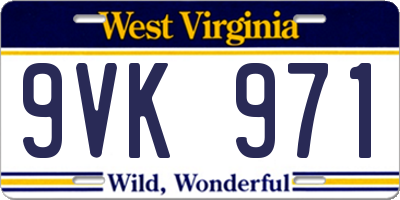 WV license plate 9VK971