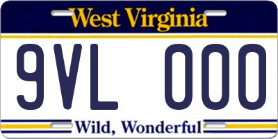 WV license plate 9VL000