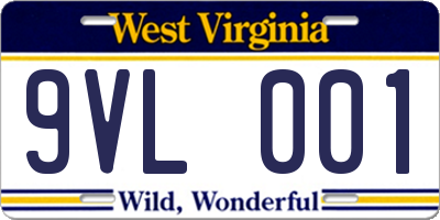 WV license plate 9VL001