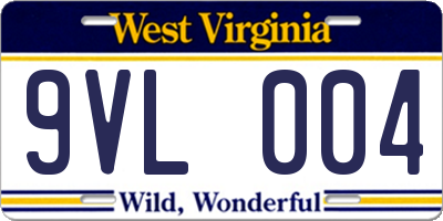 WV license plate 9VL004