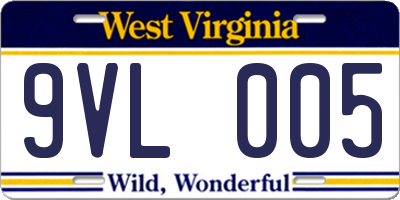 WV license plate 9VL005