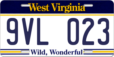 WV license plate 9VL023