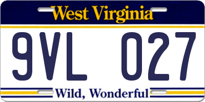 WV license plate 9VL027