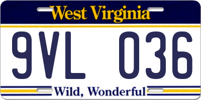 WV license plate 9VL036