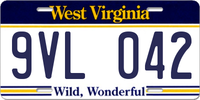 WV license plate 9VL042