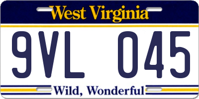 WV license plate 9VL045