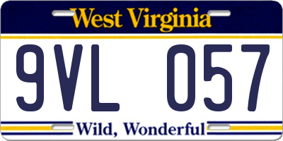 WV license plate 9VL057