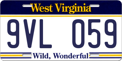 WV license plate 9VL059
