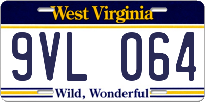 WV license plate 9VL064