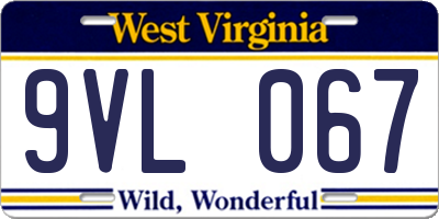 WV license plate 9VL067