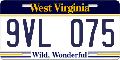WV license plate 9VL075