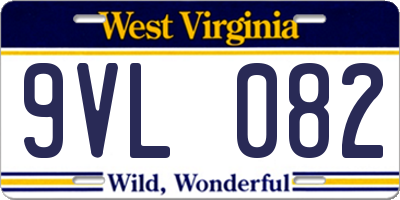 WV license plate 9VL082