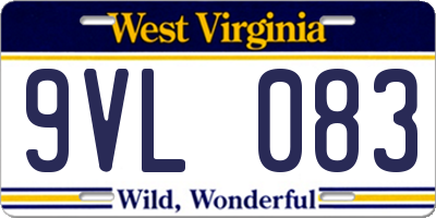 WV license plate 9VL083