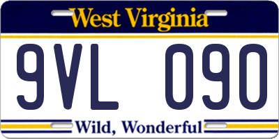 WV license plate 9VL090