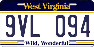 WV license plate 9VL094