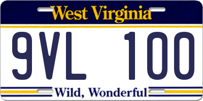 WV license plate 9VL100