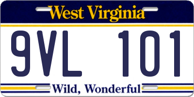WV license plate 9VL101