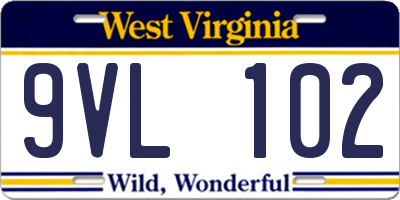 WV license plate 9VL102