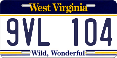 WV license plate 9VL104