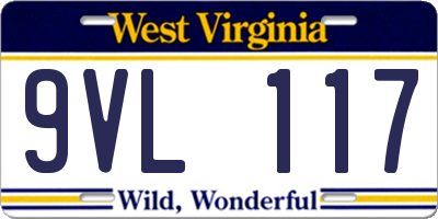 WV license plate 9VL117