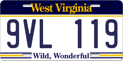WV license plate 9VL119