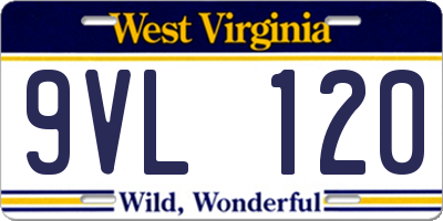 WV license plate 9VL120
