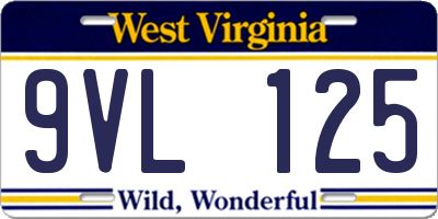 WV license plate 9VL125