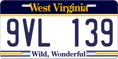 WV license plate 9VL139