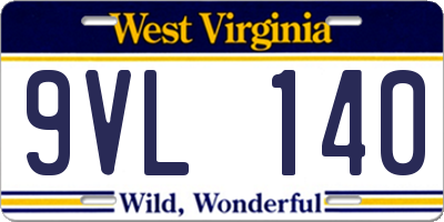 WV license plate 9VL140