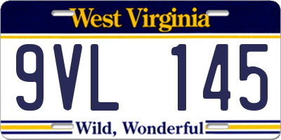 WV license plate 9VL145