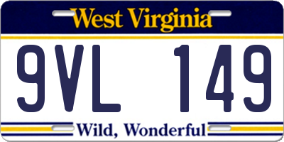WV license plate 9VL149