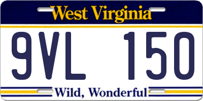 WV license plate 9VL150