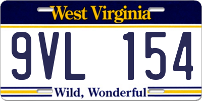 WV license plate 9VL154