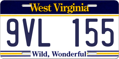 WV license plate 9VL155