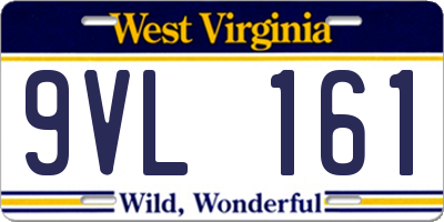 WV license plate 9VL161