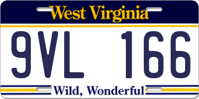 WV license plate 9VL166